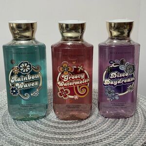 BBW Disco Daydream, Rainbow Waves and Groovy Watermelon Shower Gel set of 3 NWT